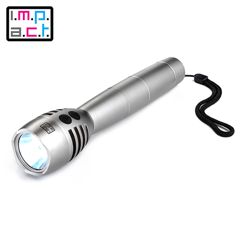 The Impact Personal Alarm Torch XL is a heavy duty LED Torch with a built-in powerful alarm. Ultimate 3 in 1 siren, torch and strobe