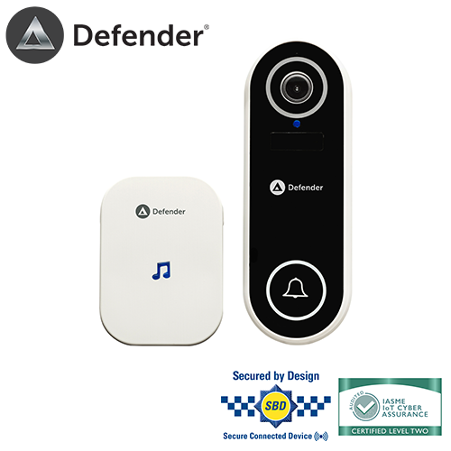 defender video doorbell wireless battery powered no cloud subscription police approve police recognised standards