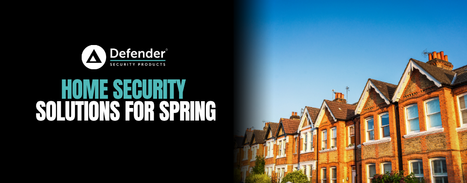 Modern house secured with Defender home security solutions in spring setting